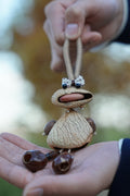 "The Polka Dot Monster" - Funny Big-Mouth Nut Shell Charm with Bow Tie