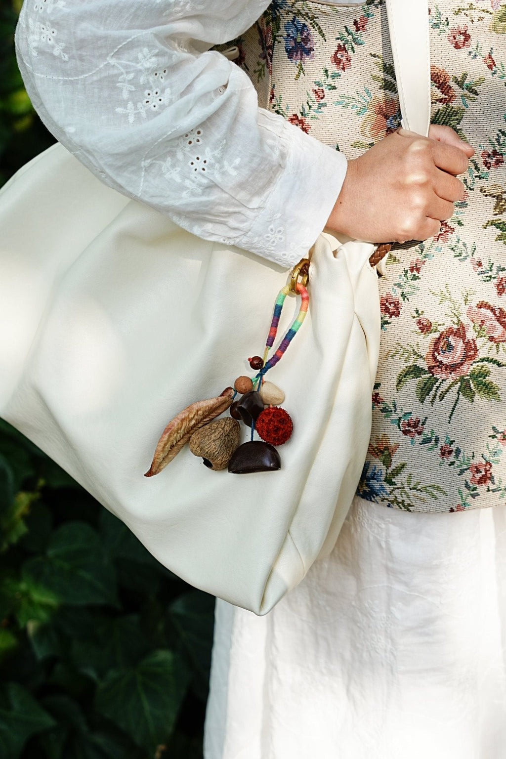 "The Rainbow Seed Charm" - Colorful Wrapped Bag Charm with Real Leaf Pods