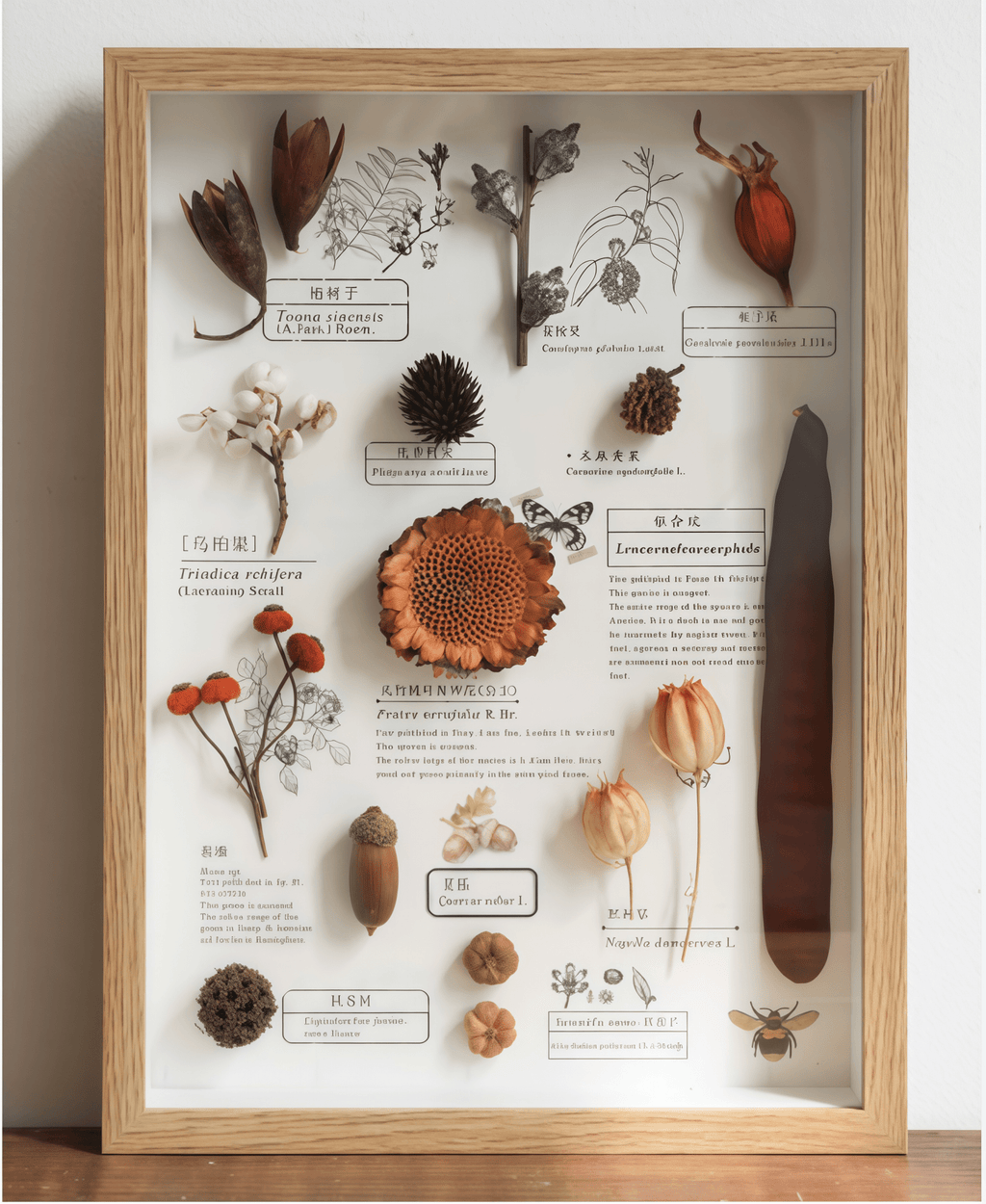 "The Rainforest Seed Vault" - Real Tropical Specimen Shadow Box Art (Square / A4 / A3)