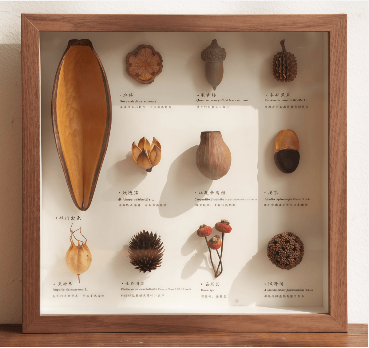 "The Rainforest Seed Vault" - Real Tropical Specimen Shadow Box Art (Square / A4 / A3)