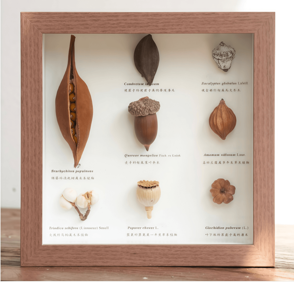 "The Rainforest Seed Vault" - Real Tropical Specimen Shadow Box Art (Square / A4 / A3)
