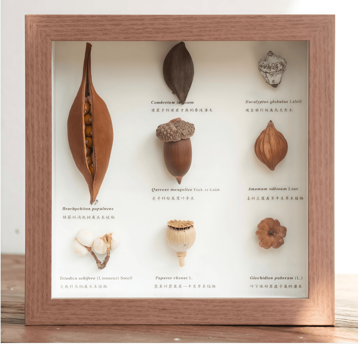 "The Rainforest Seed Vault" - Real Tropical Specimen Shadow Box Art (Square / A4 / A3)