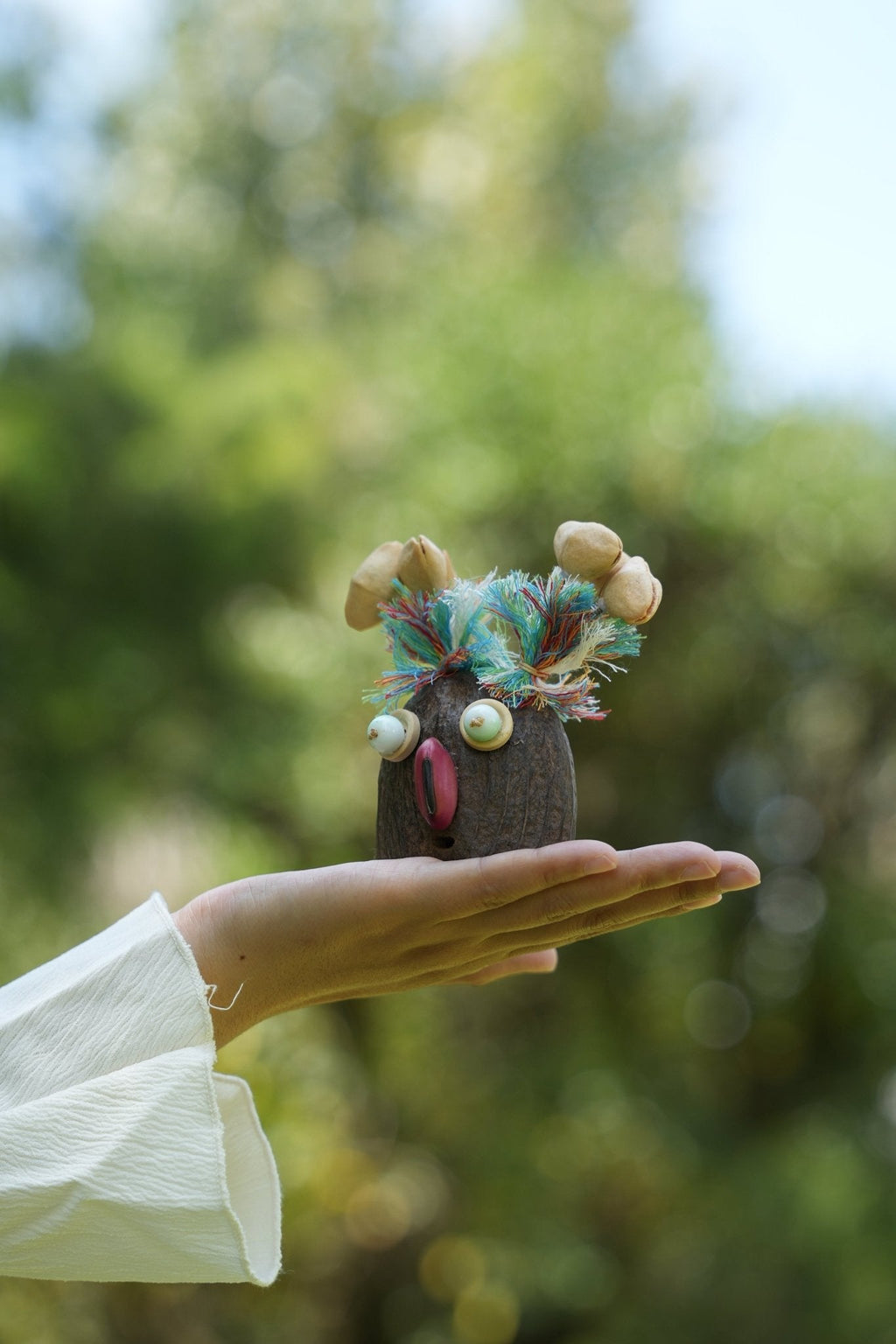 "The Rock Star Parrot" - Punk Mohawk Nut Shell Bird Doll