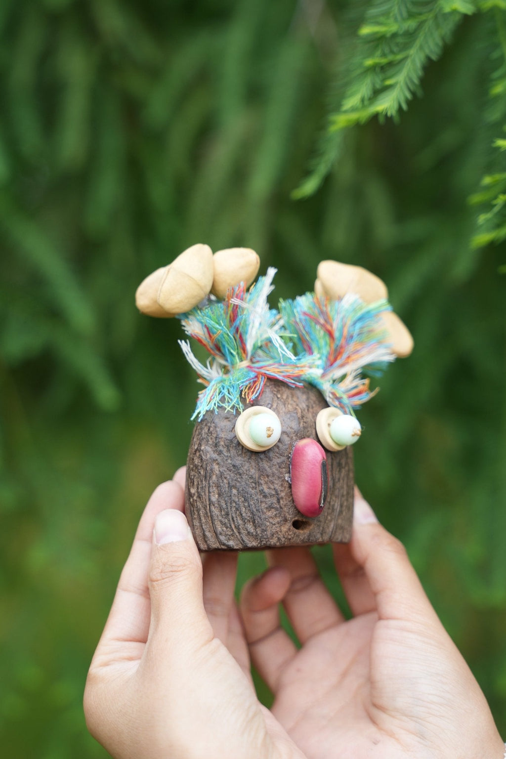 "The Rock Star Parrot" - Punk Mohawk Nut Shell Bird Doll