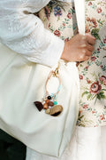 "The Spring Breeze" - Mint Green Wrapped Nut Shell Bag Charm with Turquoise Beads