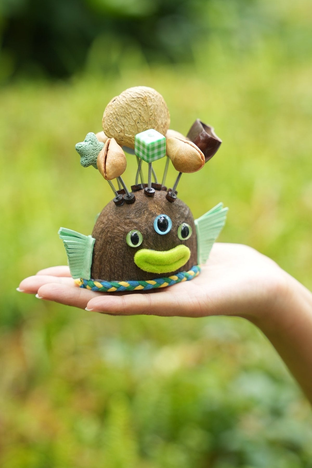 "The Three-Eyed Galaxy Fish" - Mutated Nut Shell Monster Doll with Fins & Star