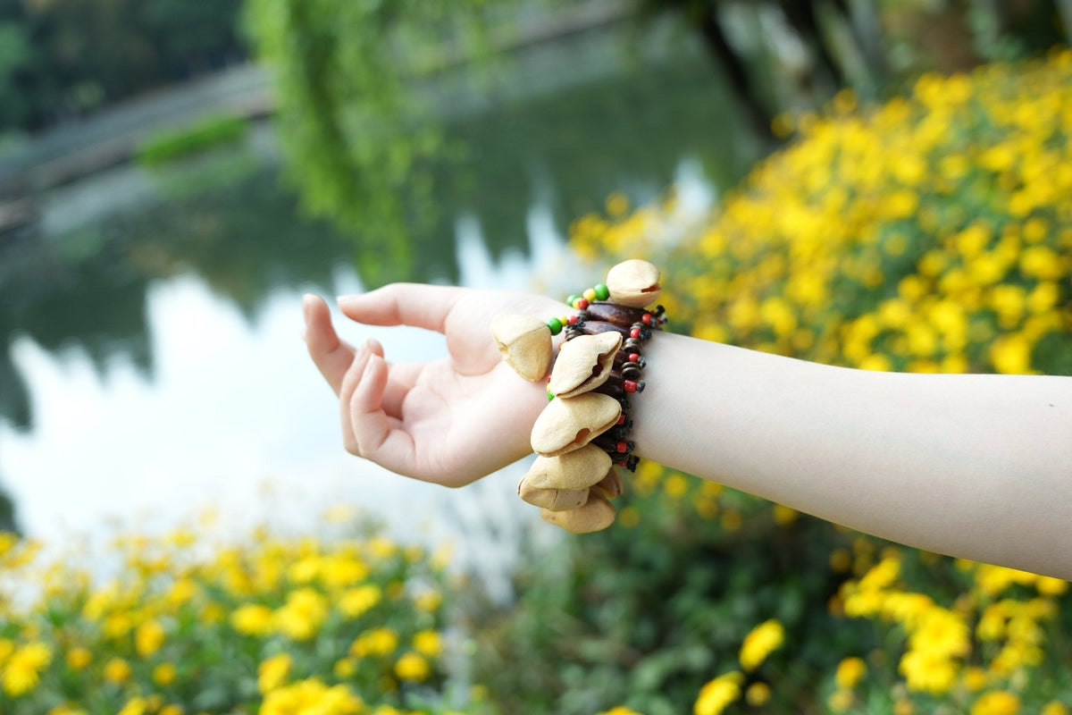 "The Tribal Dancer" - Handcrafted Nut Shell Rattle Bracelet