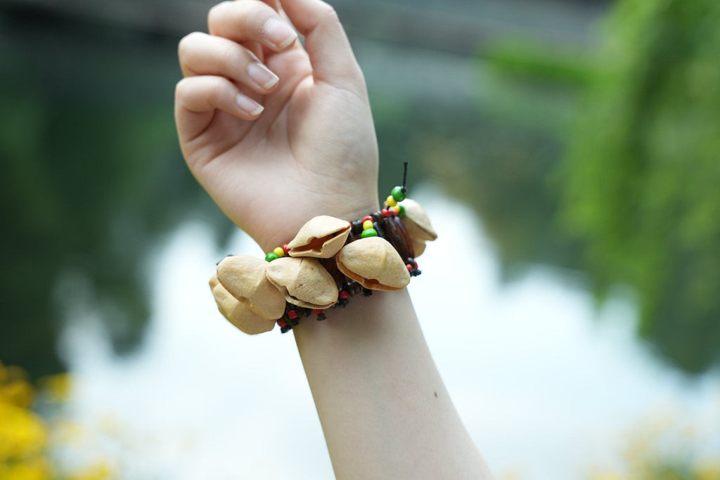 "The Tribal Dancer" - Handcrafted Nut Shell Rattle Bracelet