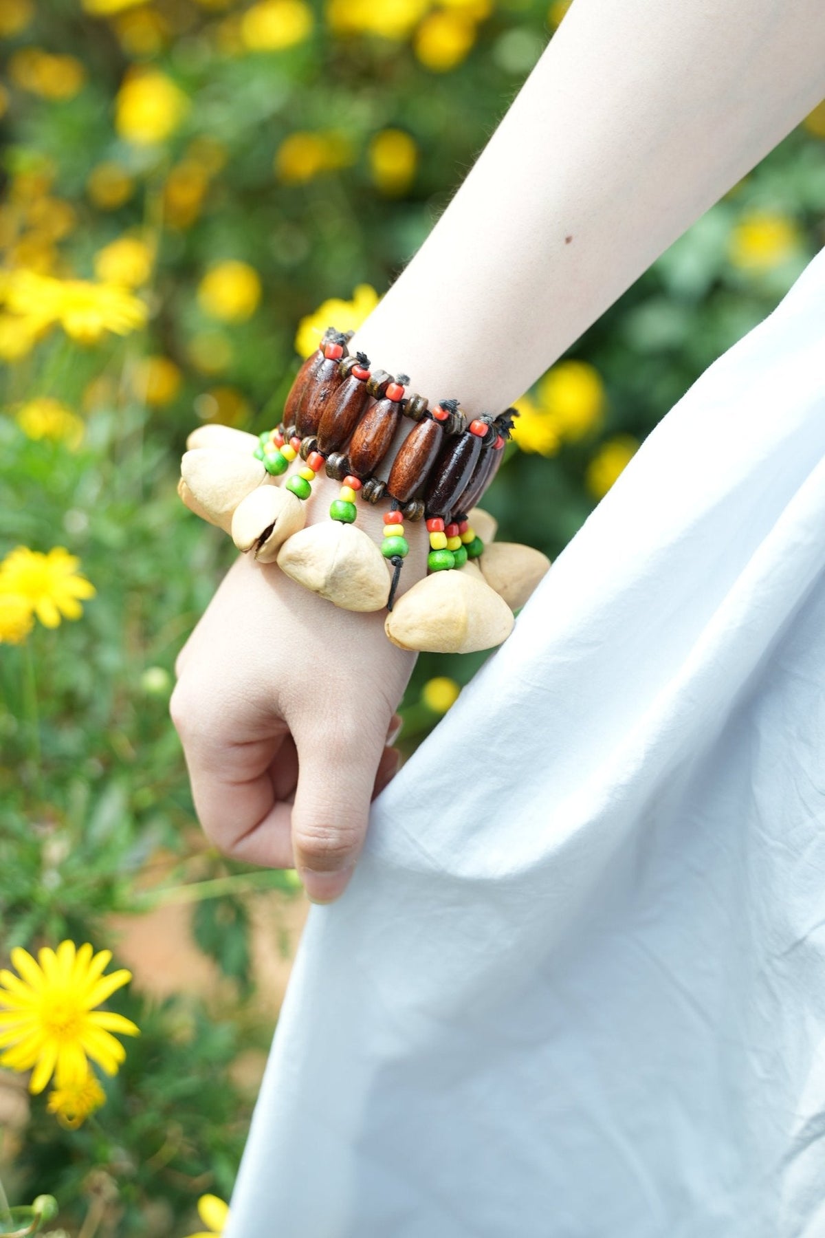 "The Tribal Dancer" - Handcrafted Nut Shell Rattle Bracelet