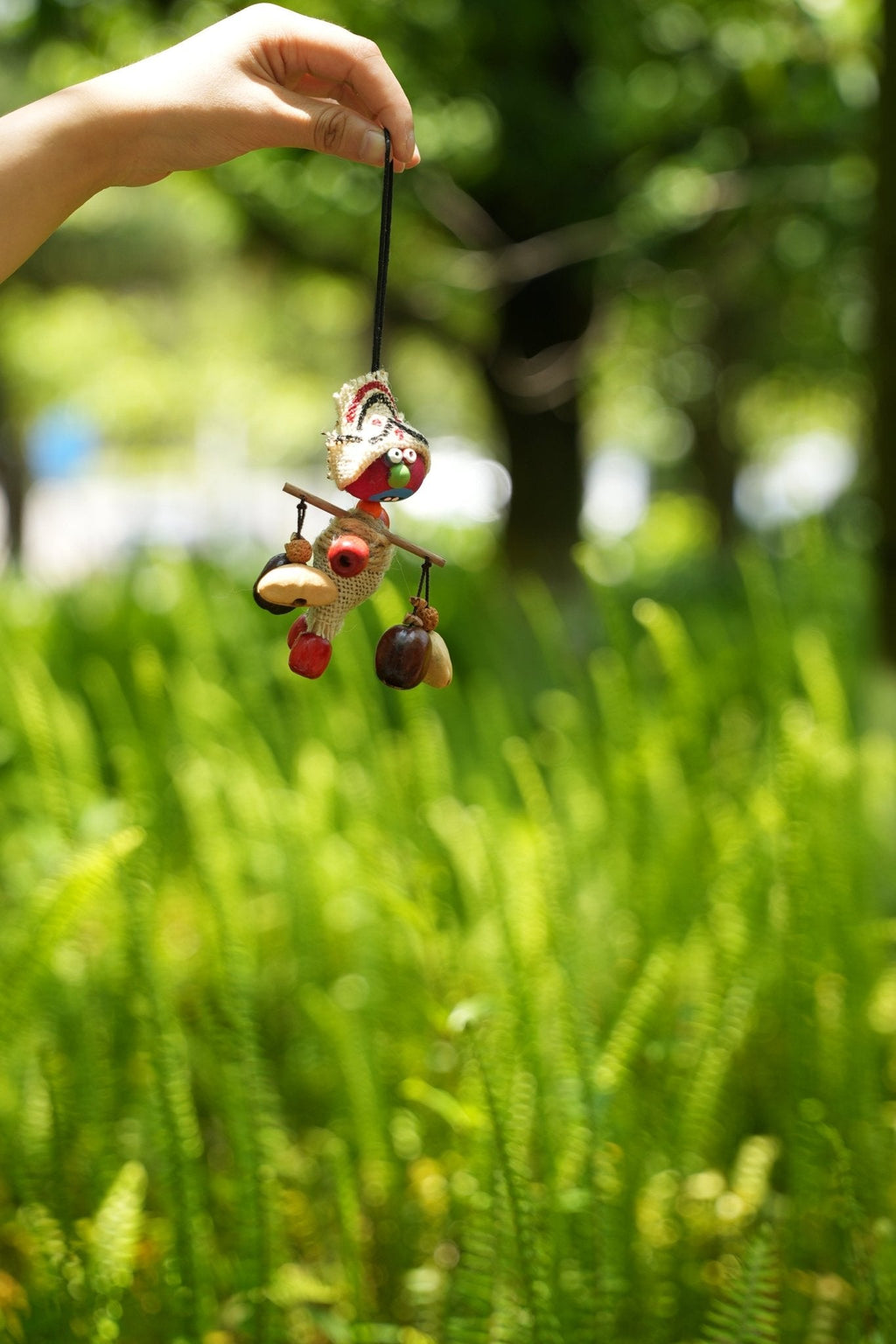 "The Tribal Nomad" - Handcrafted Burlap & Red Wood Folk Art Doll Charm