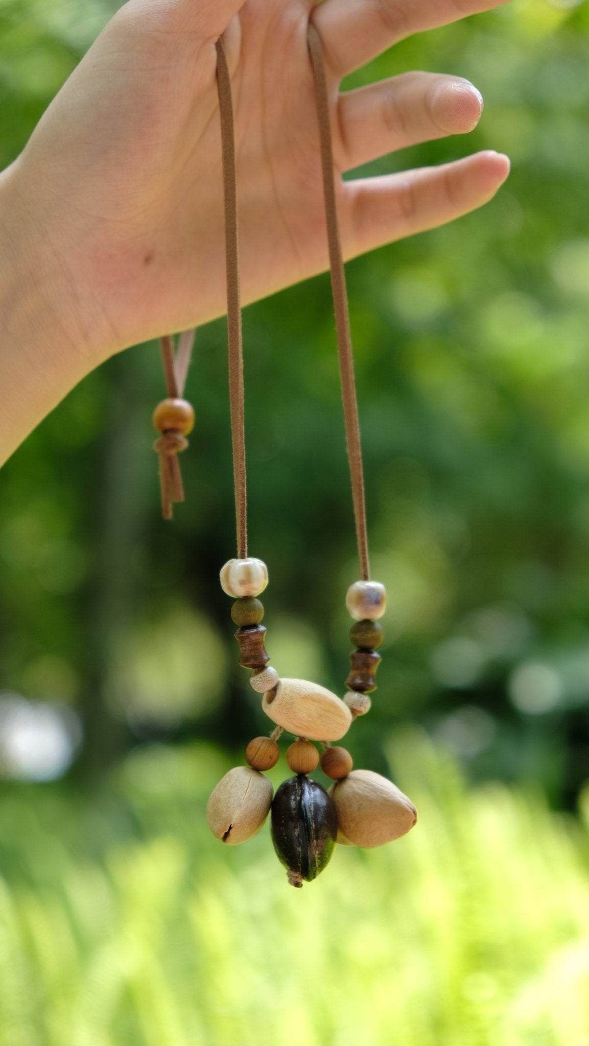 "The Woodland Echo" - Handcrafted Natural Seed & Wood Bead Necklace