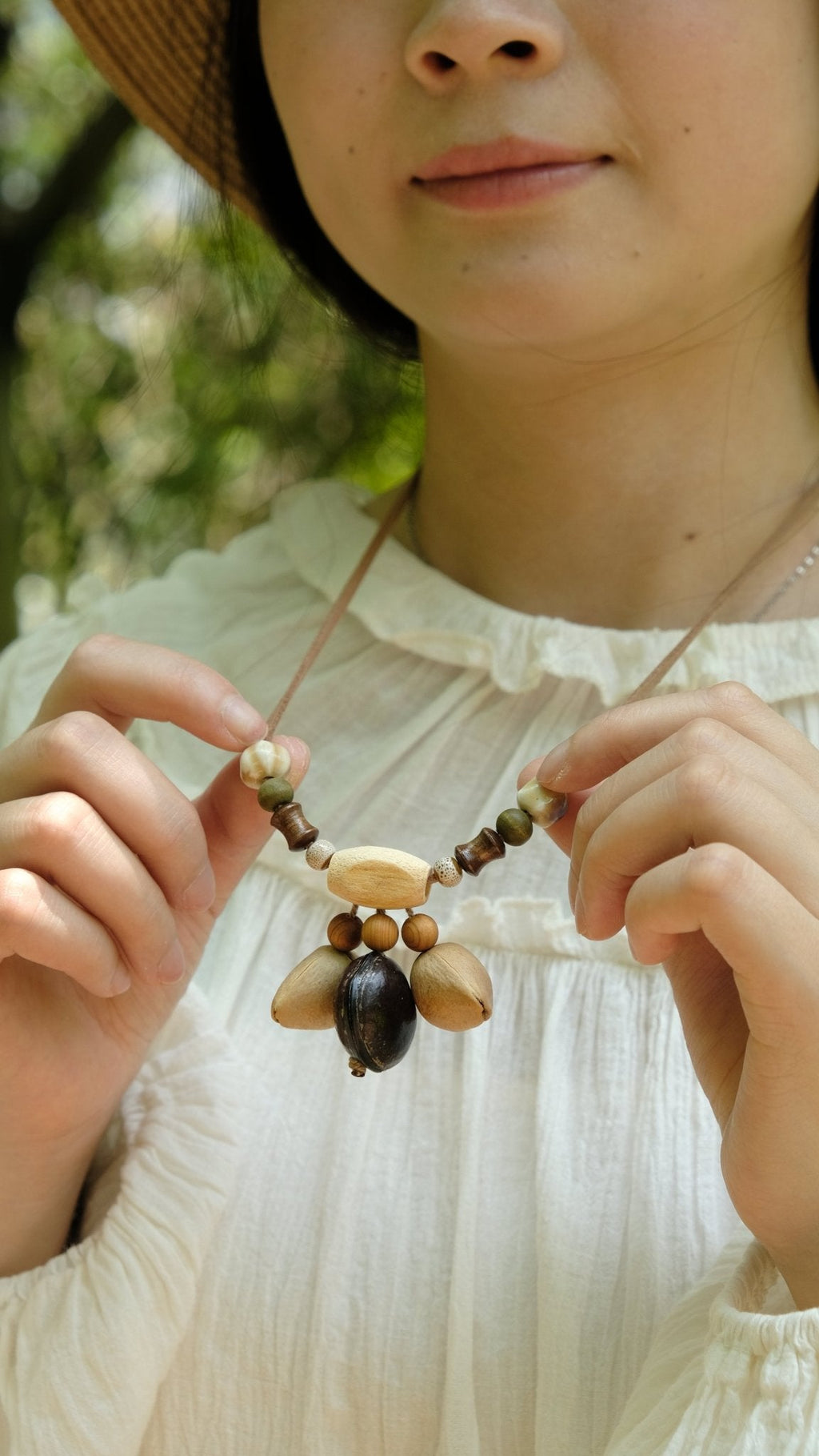 "The Woodland Echo" - Handcrafted Natural Seed & Wood Bead Necklace