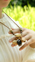 "The Woodland Echo" - Handcrafted Natural Seed & Wood Bead Necklace
