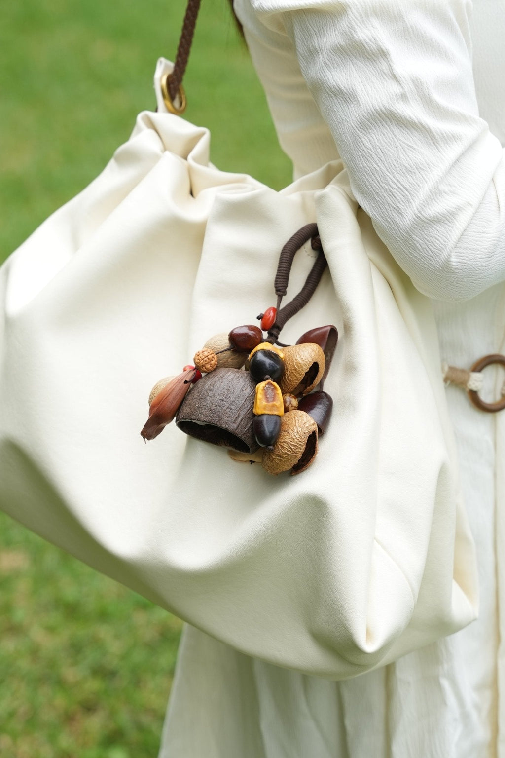 "The Woodland Harvest" - Mixed Forest Nut Cluster Charm with Lucky Red Seeds