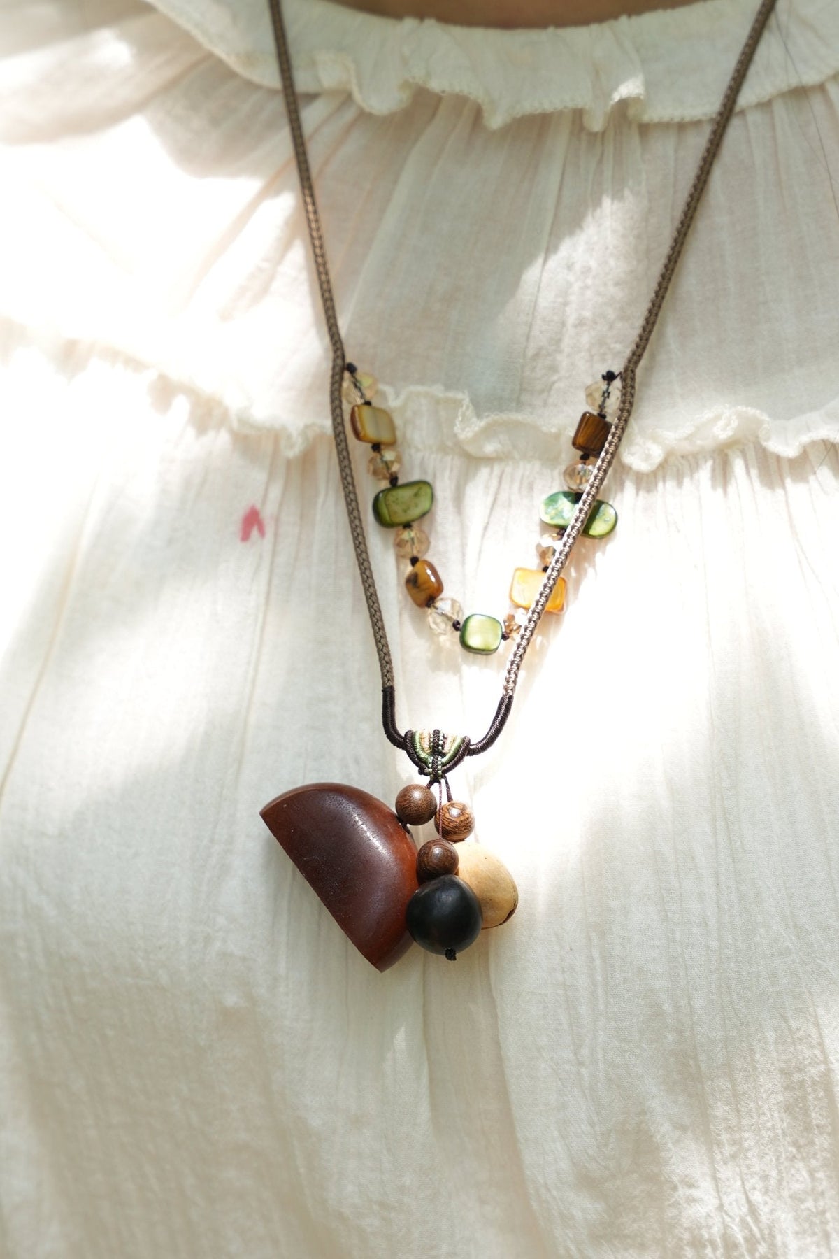 "The Woodland Tales" - Handcrafted Nut Shell & Wood Bag Charms (Cat, Bear, Sprite & Ring)