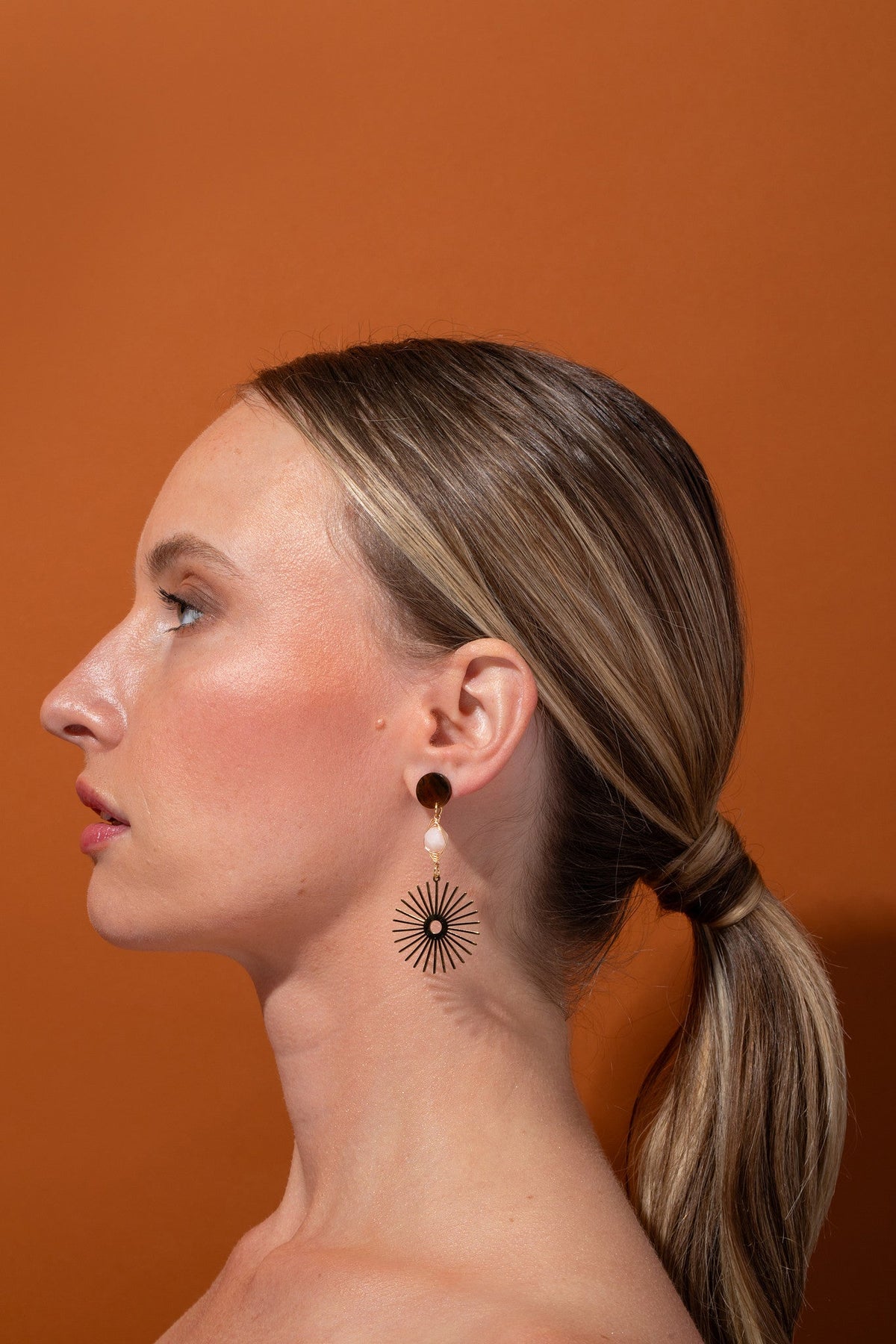 Isela Brown + Pink Jade Sun Burst Earrings - Shop Avnu