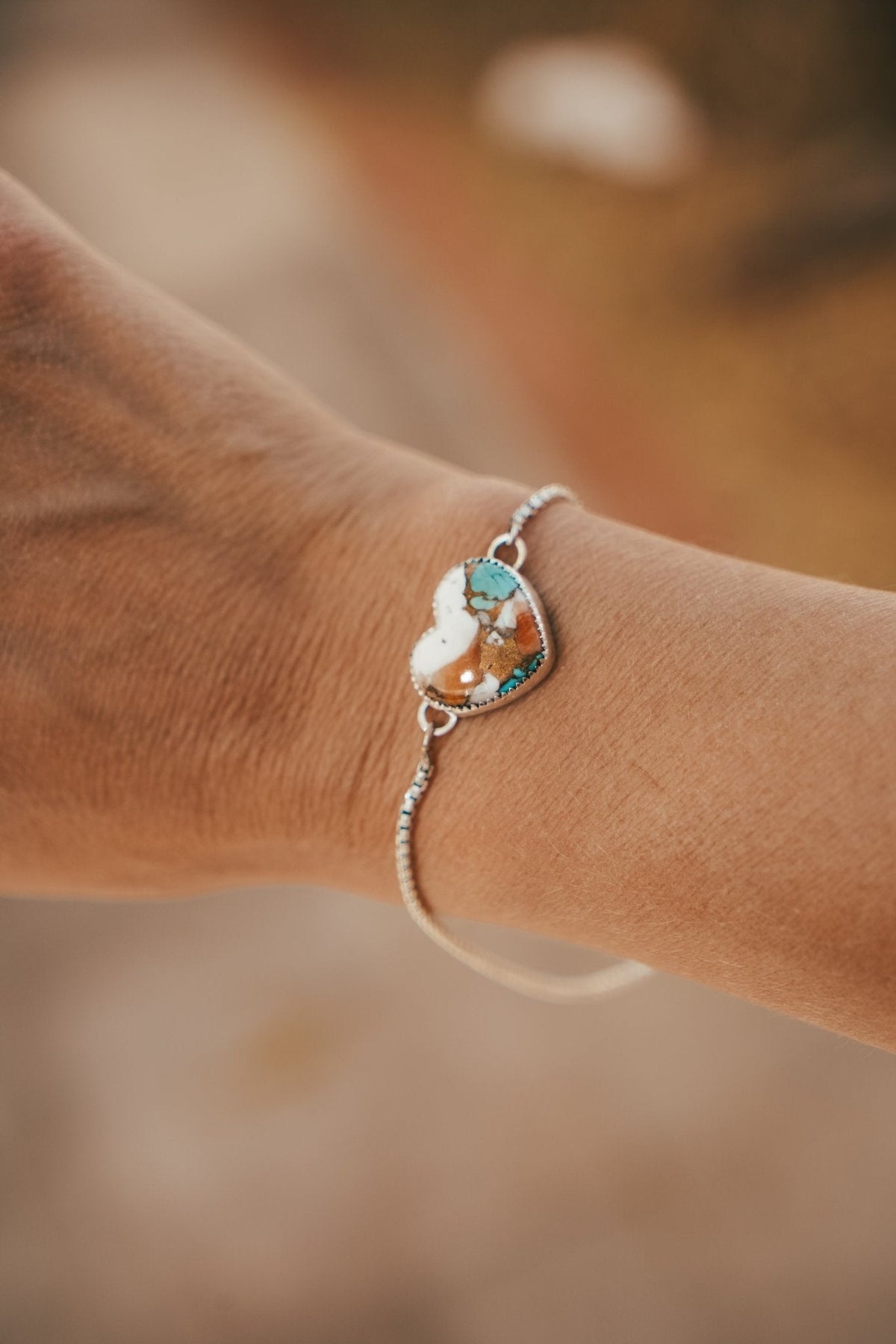Turquoise Lovers Bracelet in White Buffalo, Spiny Oyster, & Kingman Turquoise