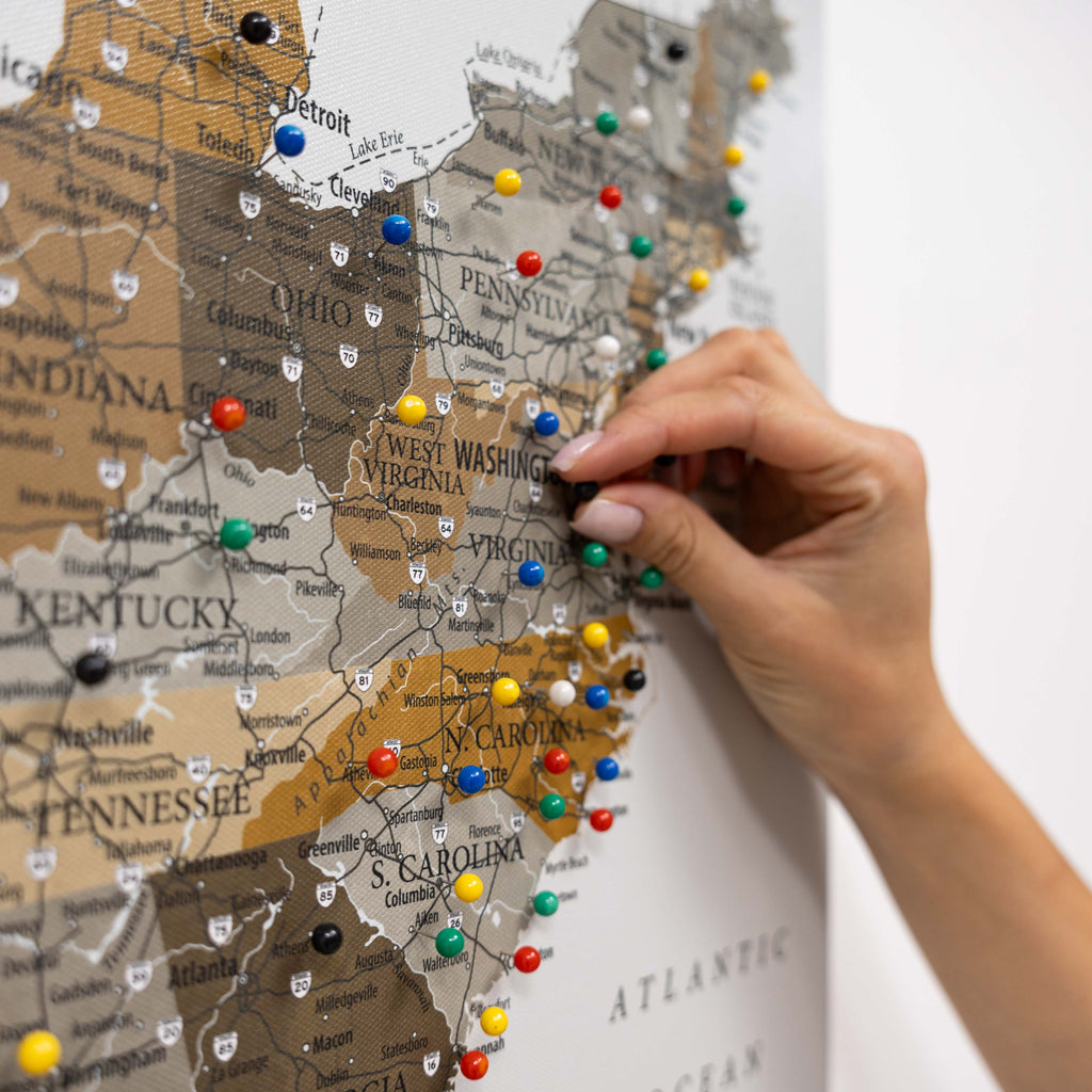 Wooden Canvas USA Map - Desert