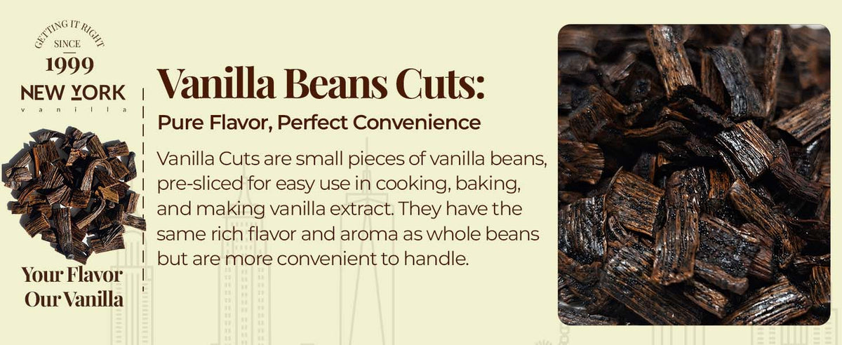Premium Vanilla Bean Cuts - 1 lb. From Whole Vanilla Beans Grade B | Cut and Sorted for Easy Use