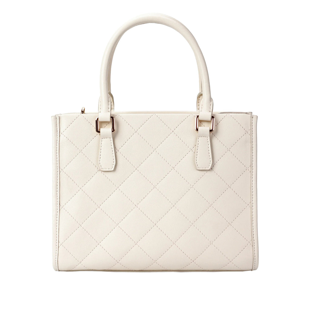 White Quilted Leather Crossbody Bag with Dual Handles