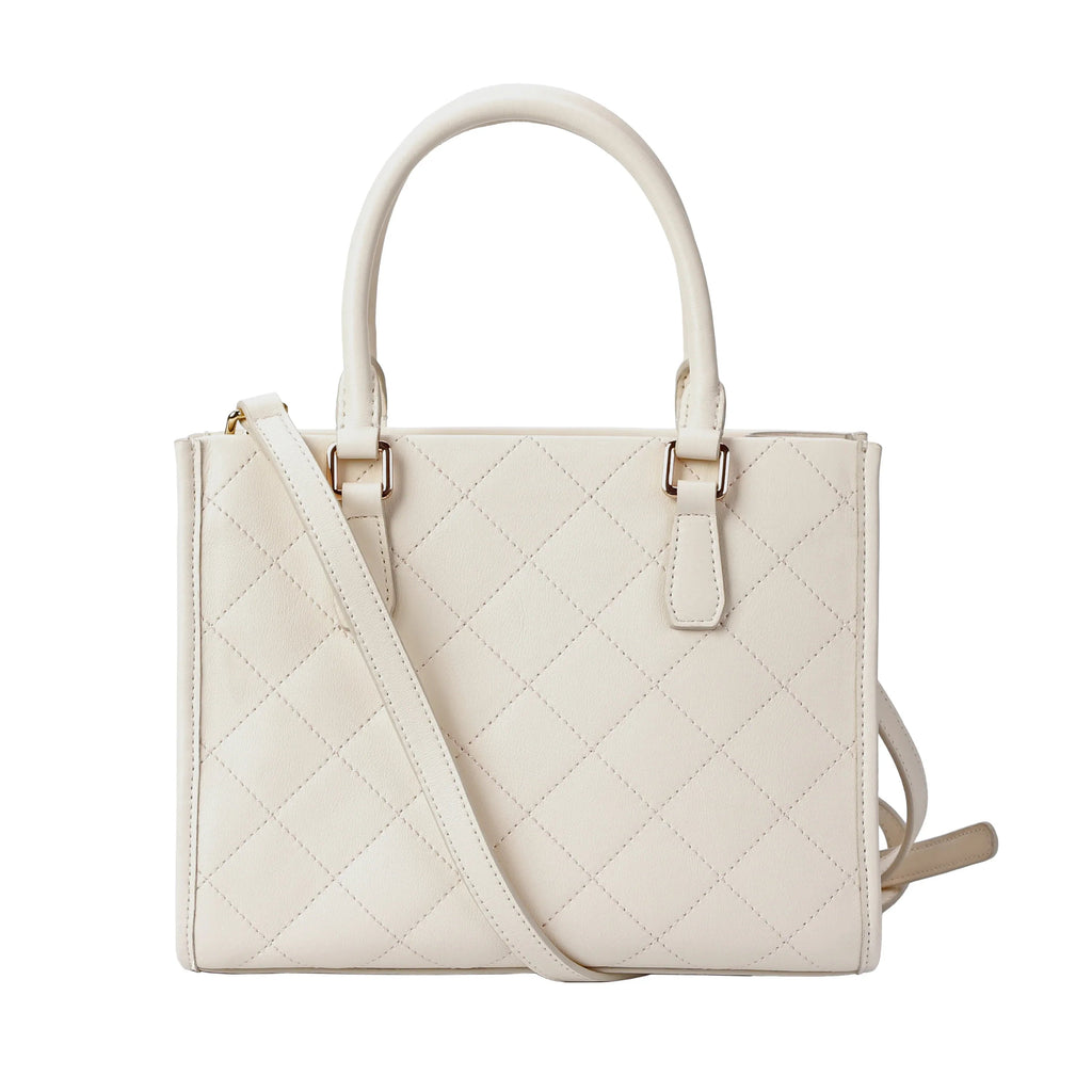 White Quilted Leather Crossbody Bag with Dual Handles