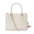 White Quilted Leather Crossbody Bag with Dual Handles