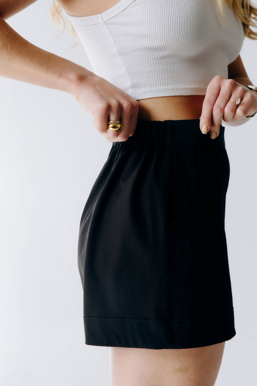 Wide Leg Faux Cuff Shorts - Shop Avnu