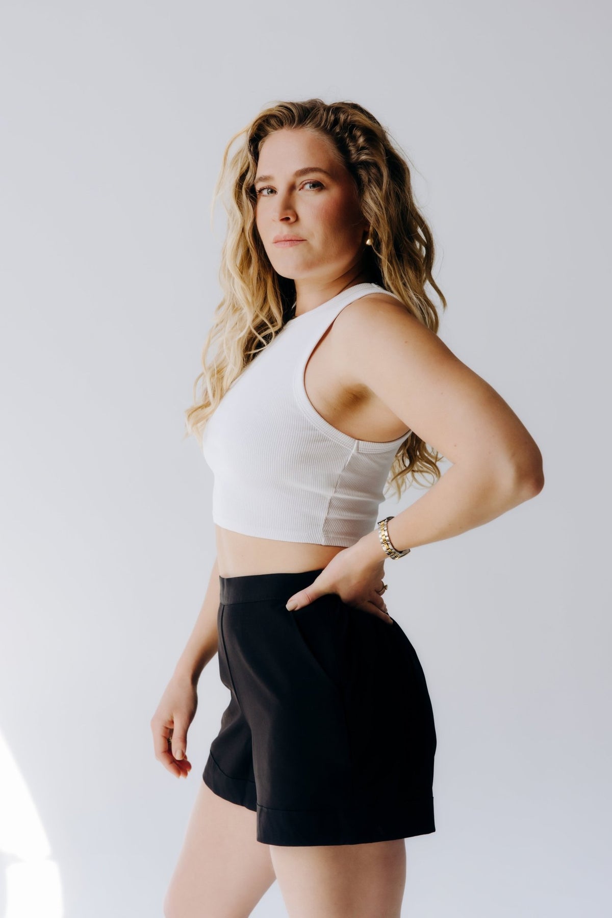 Wide Leg Faux Cuff Shorts - Shop Avnu