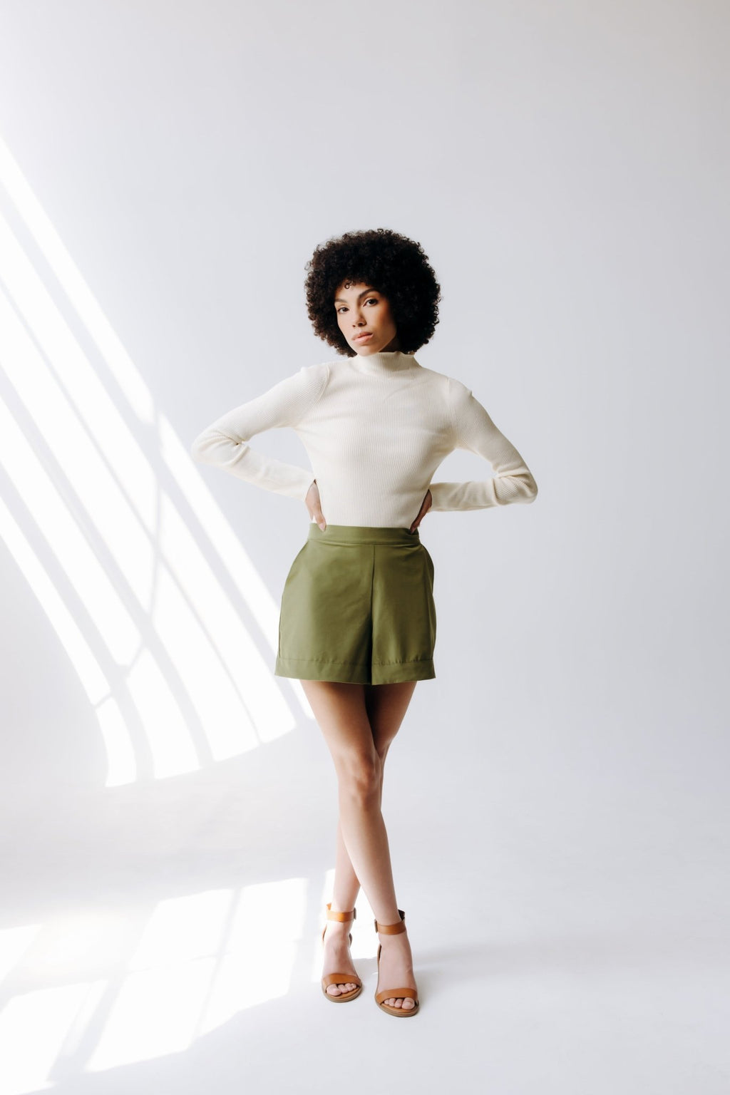 Wide Leg Faux Cuff Shorts - Shop Avnu
