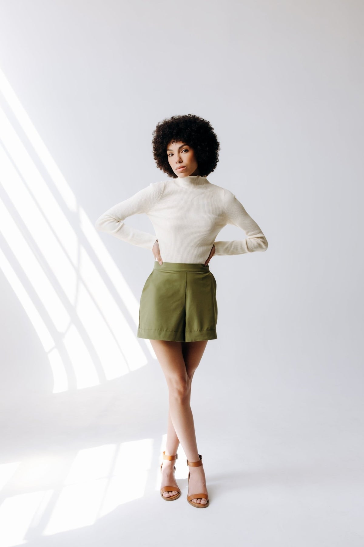 Wide Leg Faux Cuff Shorts - Shop Avnu