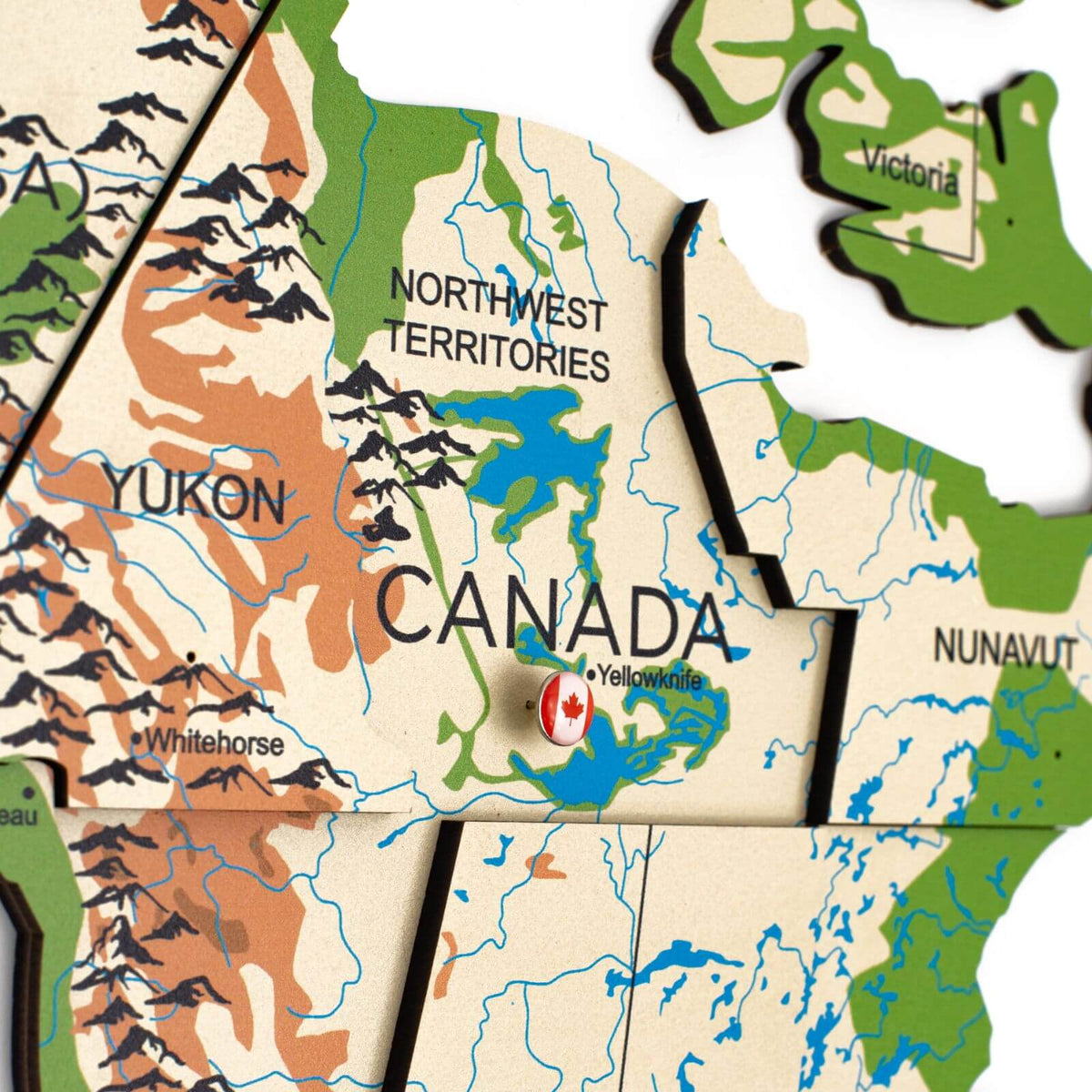 3D Wooden World Map Physical