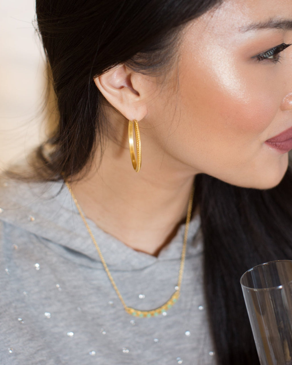 Studded Hoop Earrings - Shop Avnu