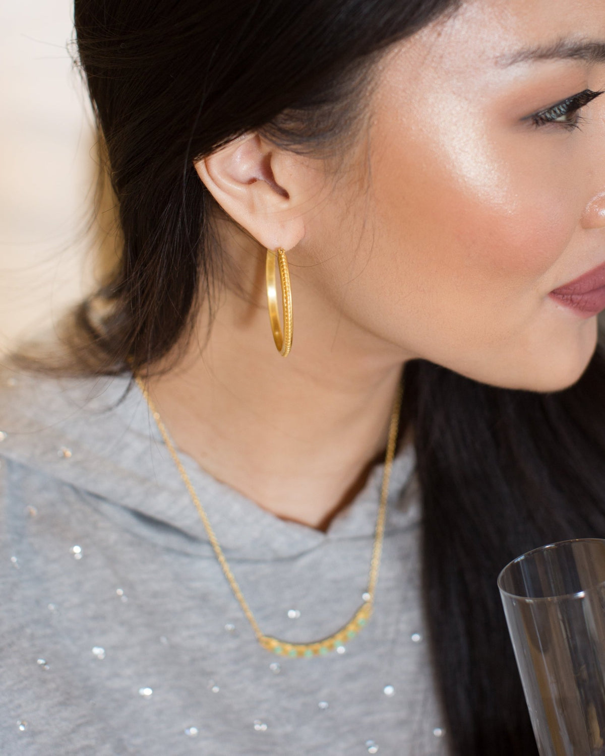 Studded Hoop Earrings - Shop Avnu