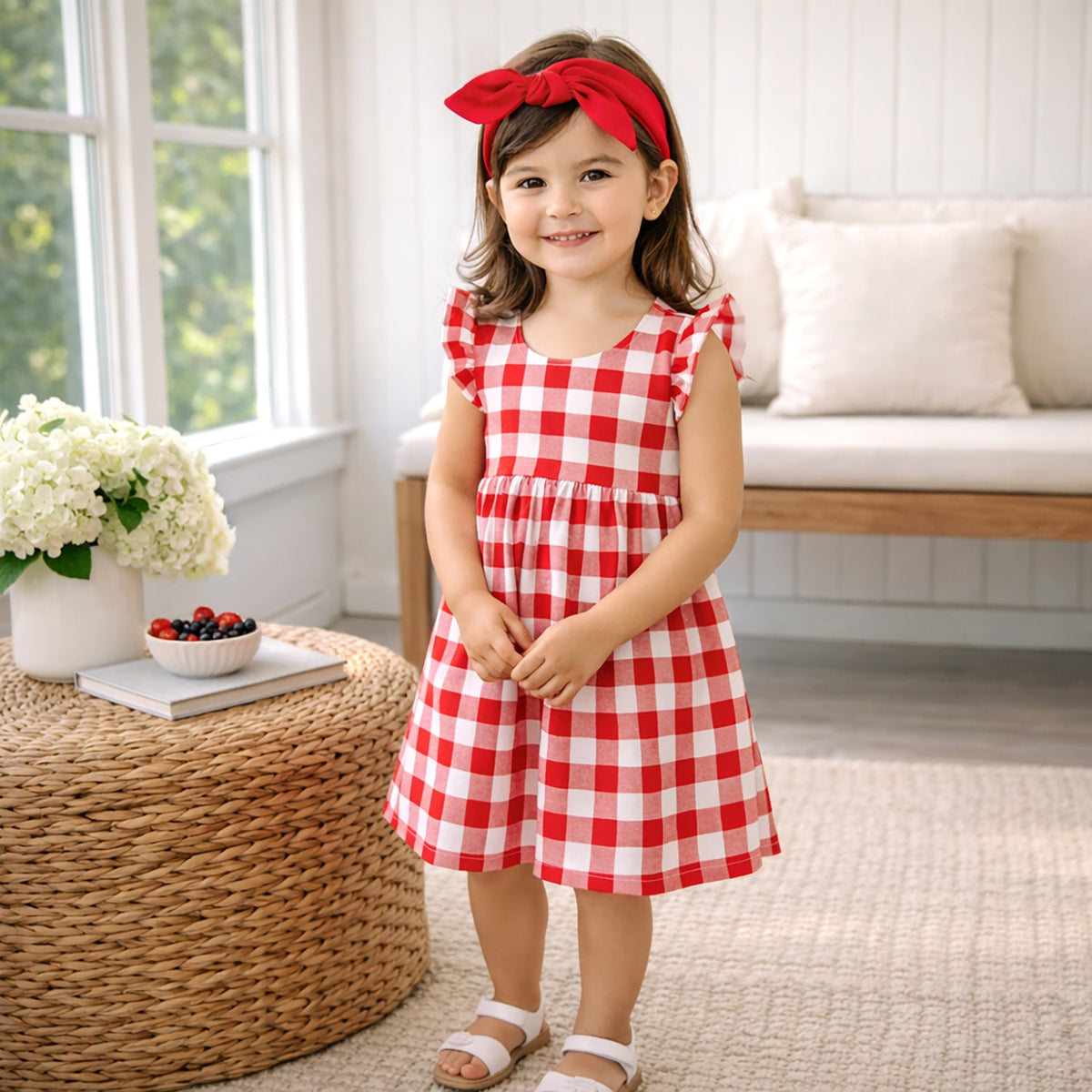 Picnic Plaid Soft Bamboo Summer Dress for Girls - Shop Avnu
