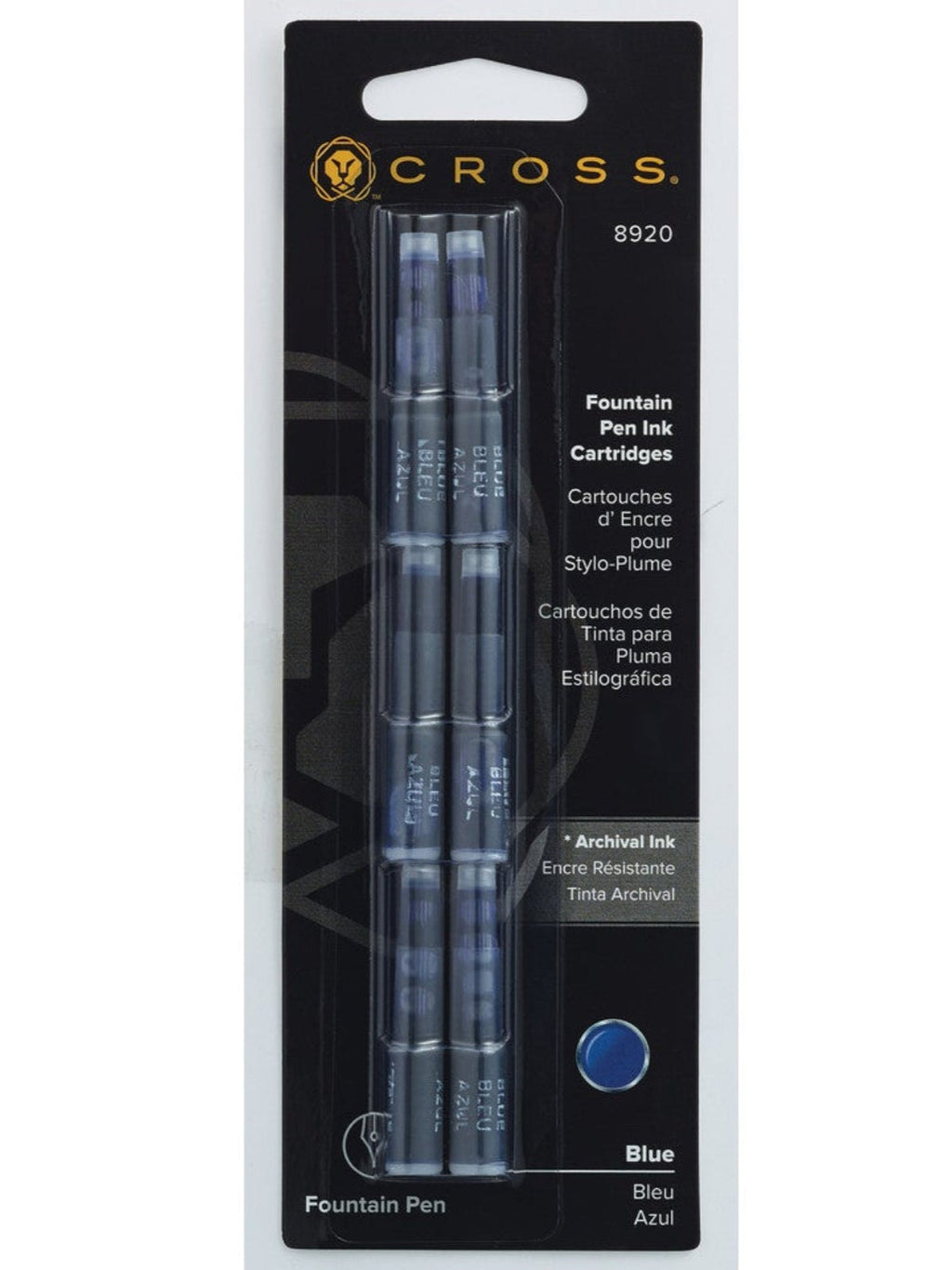 Fountain Pen Ink Cartridge - Blue (6 per card)